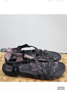 Merrell Black Strappy Hiking Water Sandals Size 10